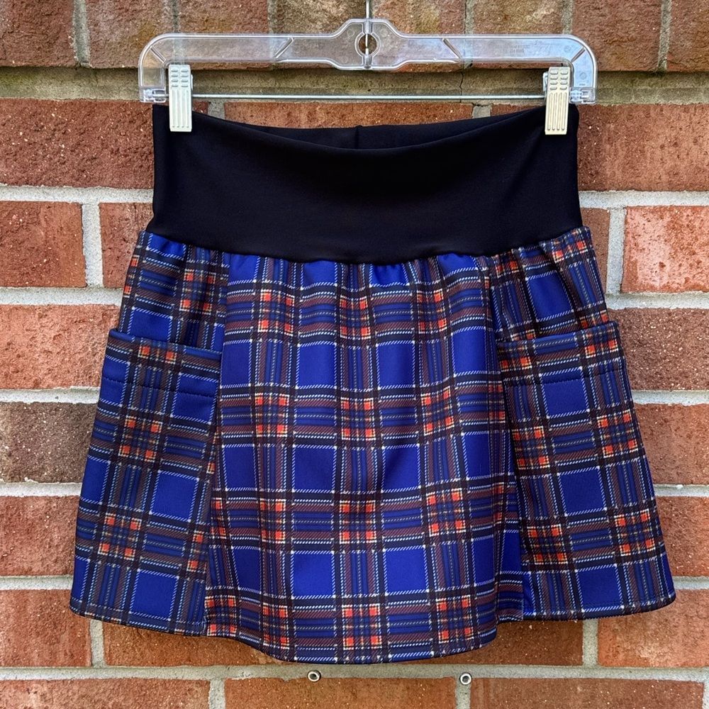 Purple Rain Adventure Mini Skirt Blue and Orange Plaid size Small